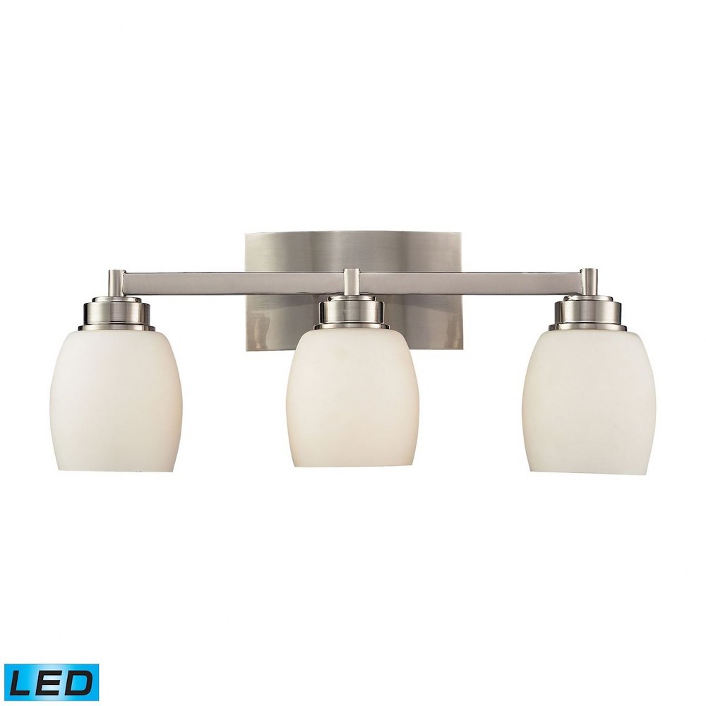 Elk Lighting-17102/3-LED-Northport - 28.5W 3 LED Bath Vanity in Transitional Style with Art Deco and Mid-Century Modern inspirations - 9 Inches tall and 20 inches wide   Satin Nickel Finish with Opal 