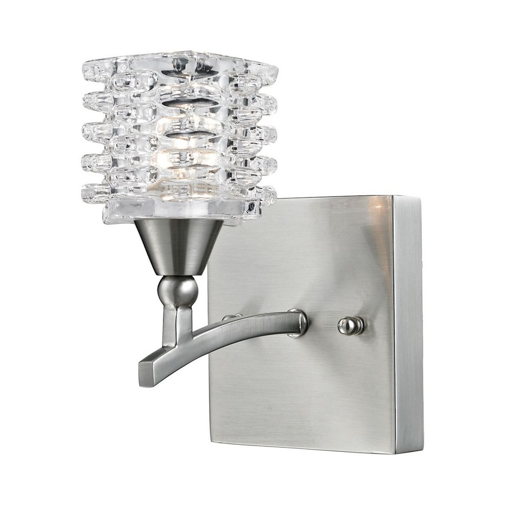 Elk Lighting-17130/1-Matrix - 1 Light Bath Vanity in Modern/Contemporary Style with Asian and Luxe/Glam inspirations - 4 Inches tall and 4 inches wide   Satin Nickel Finish with Clear Glass