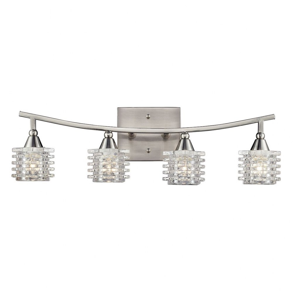 Elk Lighting-17132/4-Matrix - 4 Light Bath Vanity in Modern/Contemporary Style with Asian and Luxe/Glam inspirations - 7 Inches tall and 21 inches wide   Satin Nickel Finish with Clear Glass