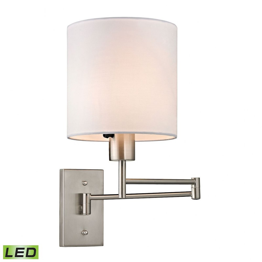 Elk Lighting-17150/1-LED-Carson - 9.5W 1 LED Swingarm Wall Sconce in Transitional Style with Scandinavian and Retro inspirations - 13 Inches tall and 7 inches wide   Brushed Nickel Finish with White F