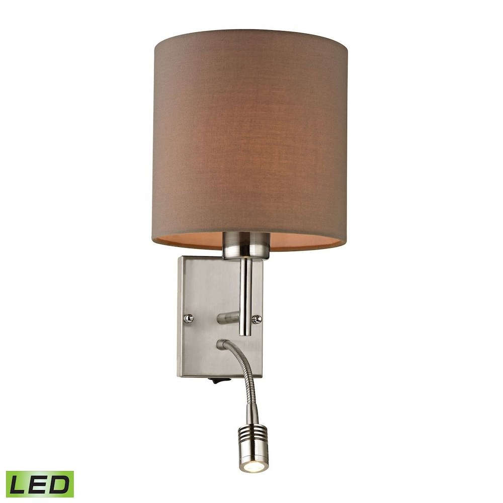 Elk Lighting-17151/2-LED-Regina - 19W 2 LED Wall Sconce in Transitional Style with Scandinavian and Retro inspirations - 19 Inches tall and 7 inches wide   Brushed Nickel Finish with Tan Shade