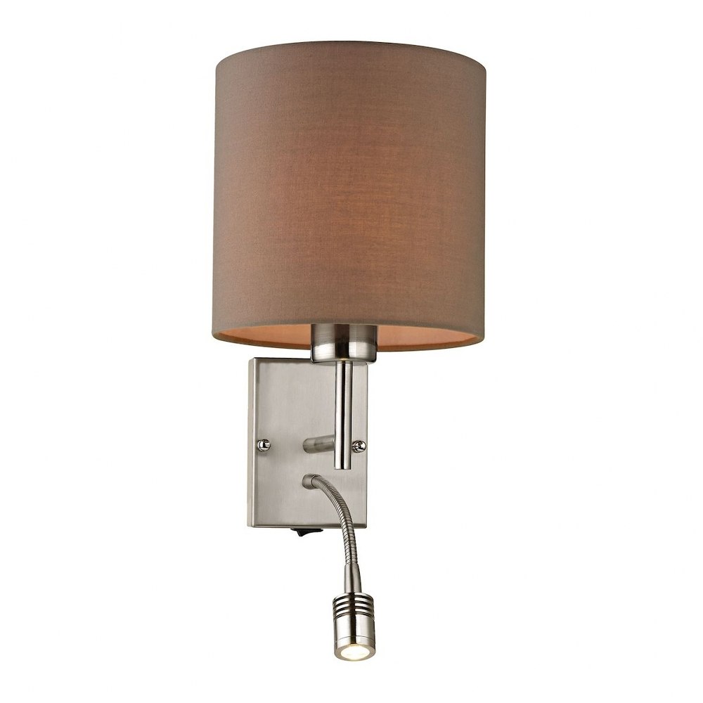 Elk Lighting-17151/2-Regina - 2 Light Wall Sconce in Transitional Style with Scandinavian and Retro inspirations - 19 Inches tall and 7 inches wide   Brushed Nickel Finish with Tan Shade