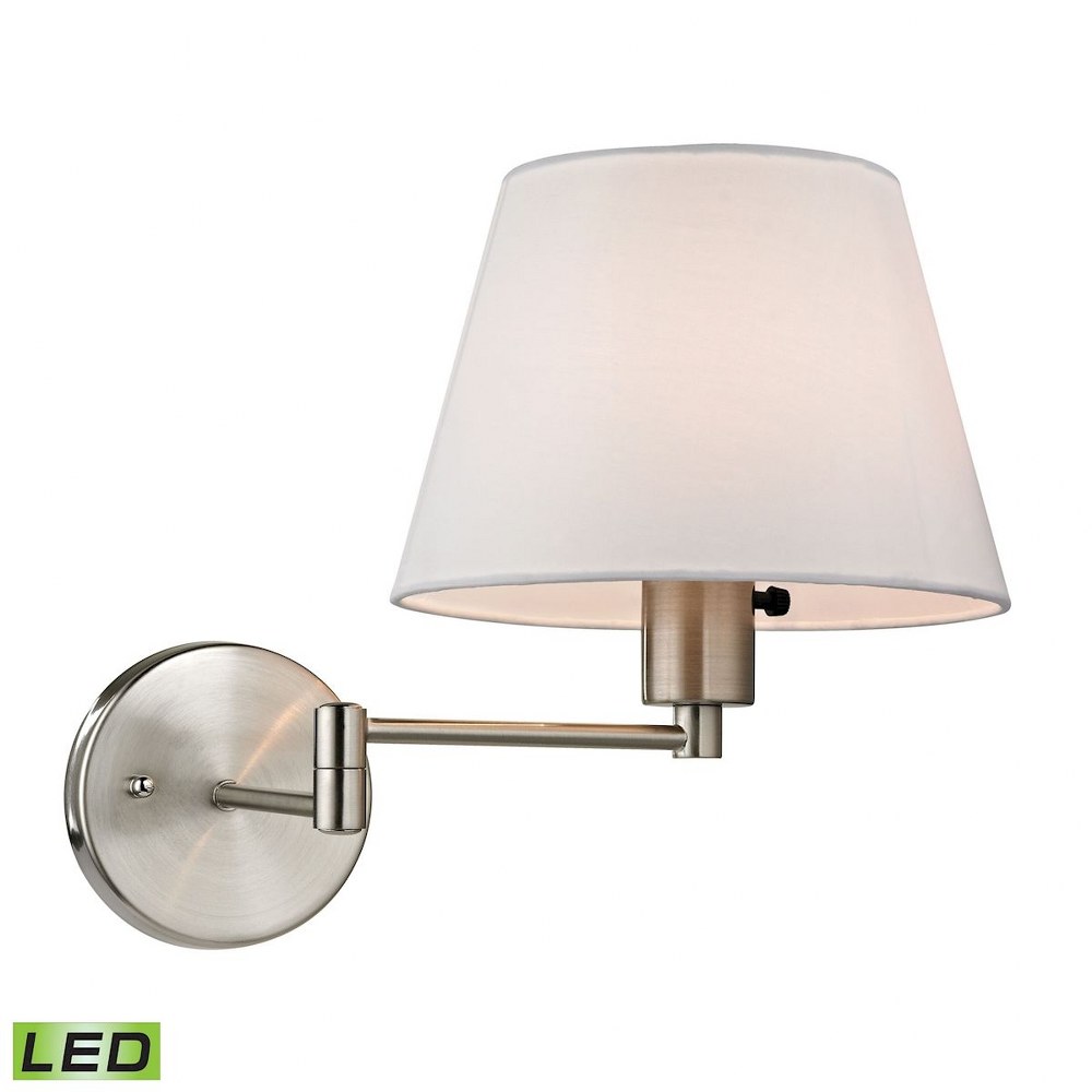 Elk Lighting-17153/1-LED-Avenal - 9.5W 1 LED Swingarm Wall Sconce in Transitional Style with Scandinavian and Retro inspirations - 12 Inches tall and 9 inches wide   Brushed Nickel Finish with White F