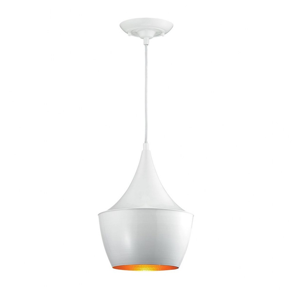 Elk Lighting-17220/1-Sorenson - 1 Light Mini Pendant in Modern/Contemporary Style with Mid-Century and Scandinavian inspirations - 12 Inches tall and 10 inches wide Gloss White/Silver  Gloss White/Sil