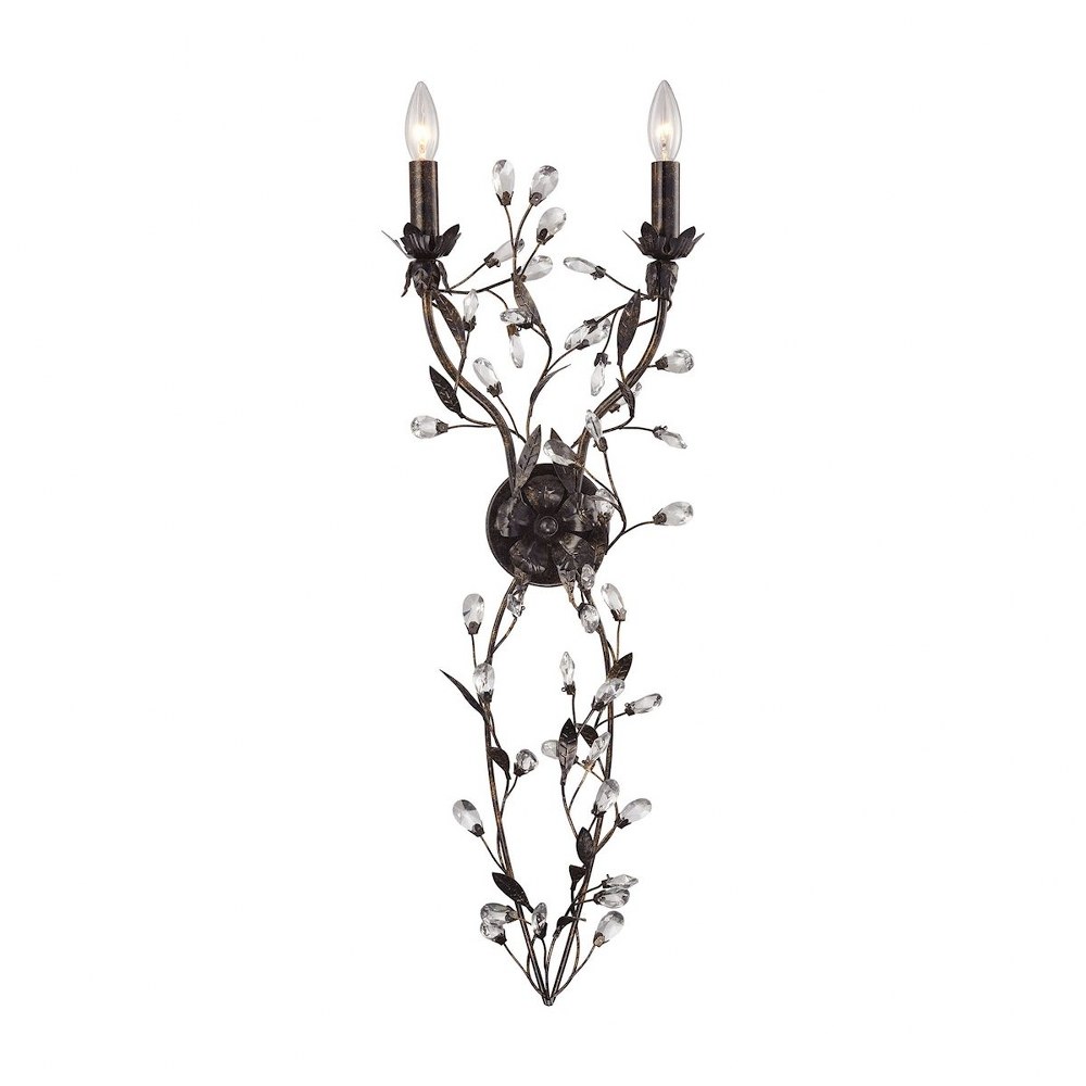 Elk Lighting-18128/2-Circeo - 2 Light Wall Sconce in Traditional Style with Shabby Chic and Nature/Organic inspirations - 22 Inches tall and 17 inches wide Clear  Deep Rust Finish with Caramel Hand-Fo