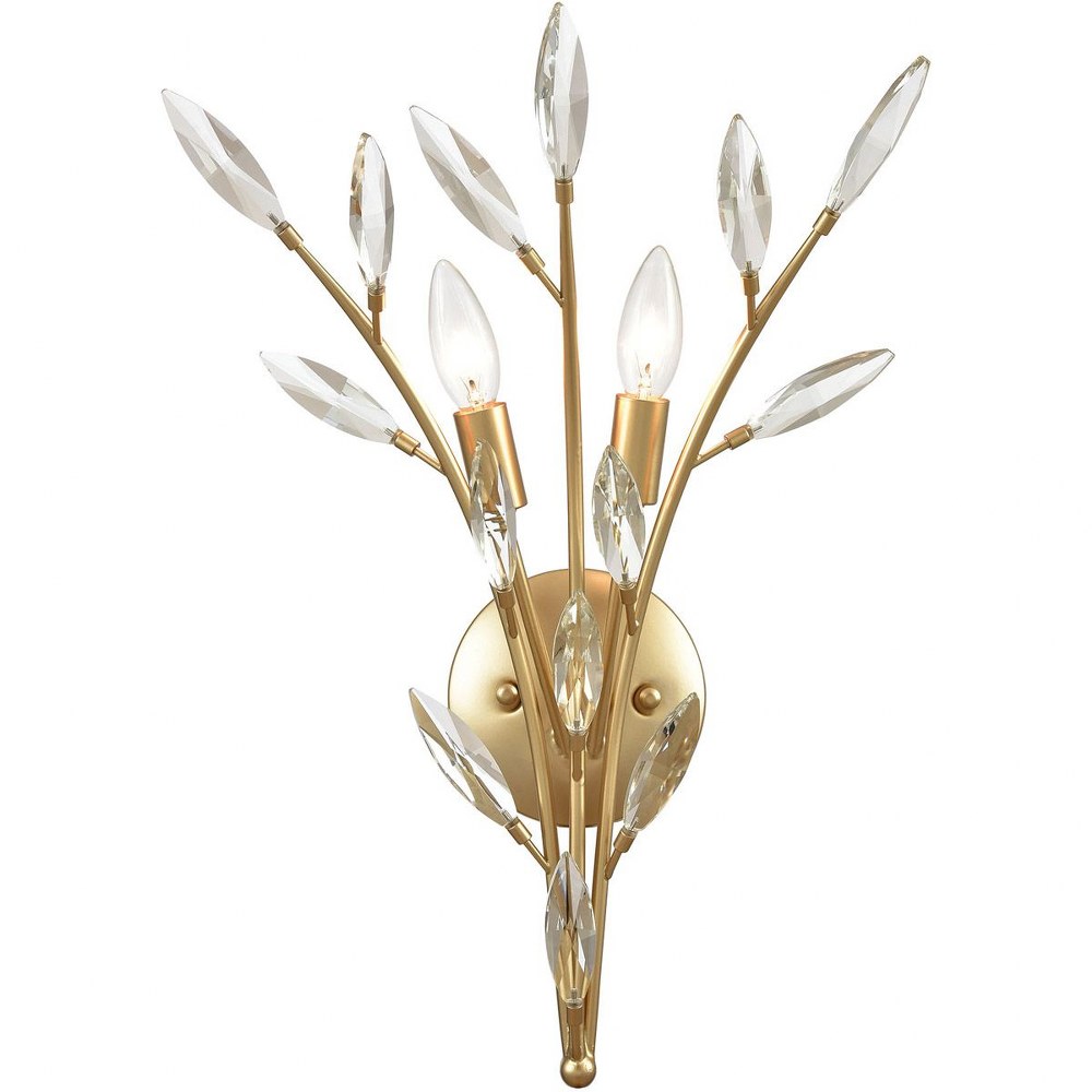 Elk Lighting-18292/2-Flora Grace - 2 Light Wall Sconce in Traditional Style with Luxe/Glam and Nature/Organic inspirations - 20 Inches tall and 14 inches wide   Champagne Gold Finish with Clear Crysta