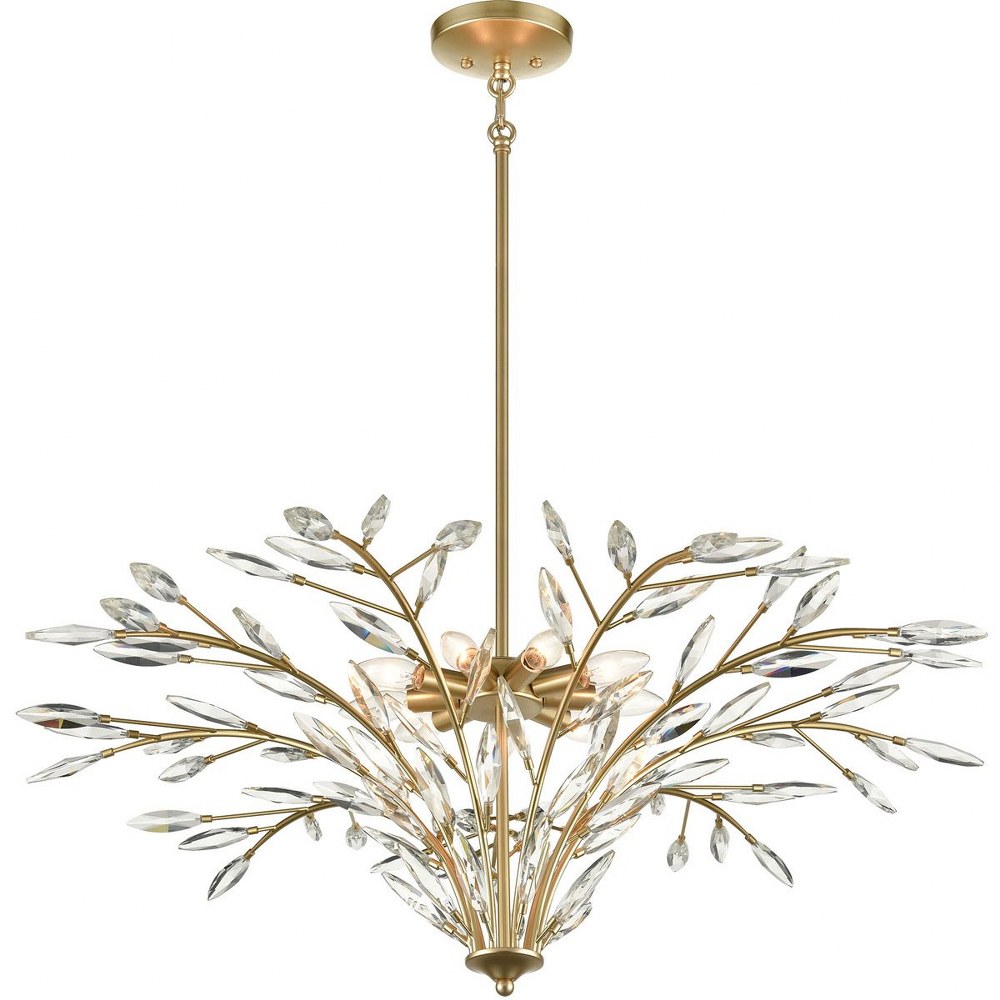 Elk Lighting-18296/9-Flora Grace - 9 Light Chandelier in Traditional Style with Luxe/Glam and Nature/Organic inspirations - 14 Inches tall and 38 inches wide   Champagne Gold Finish with Clear Crystal