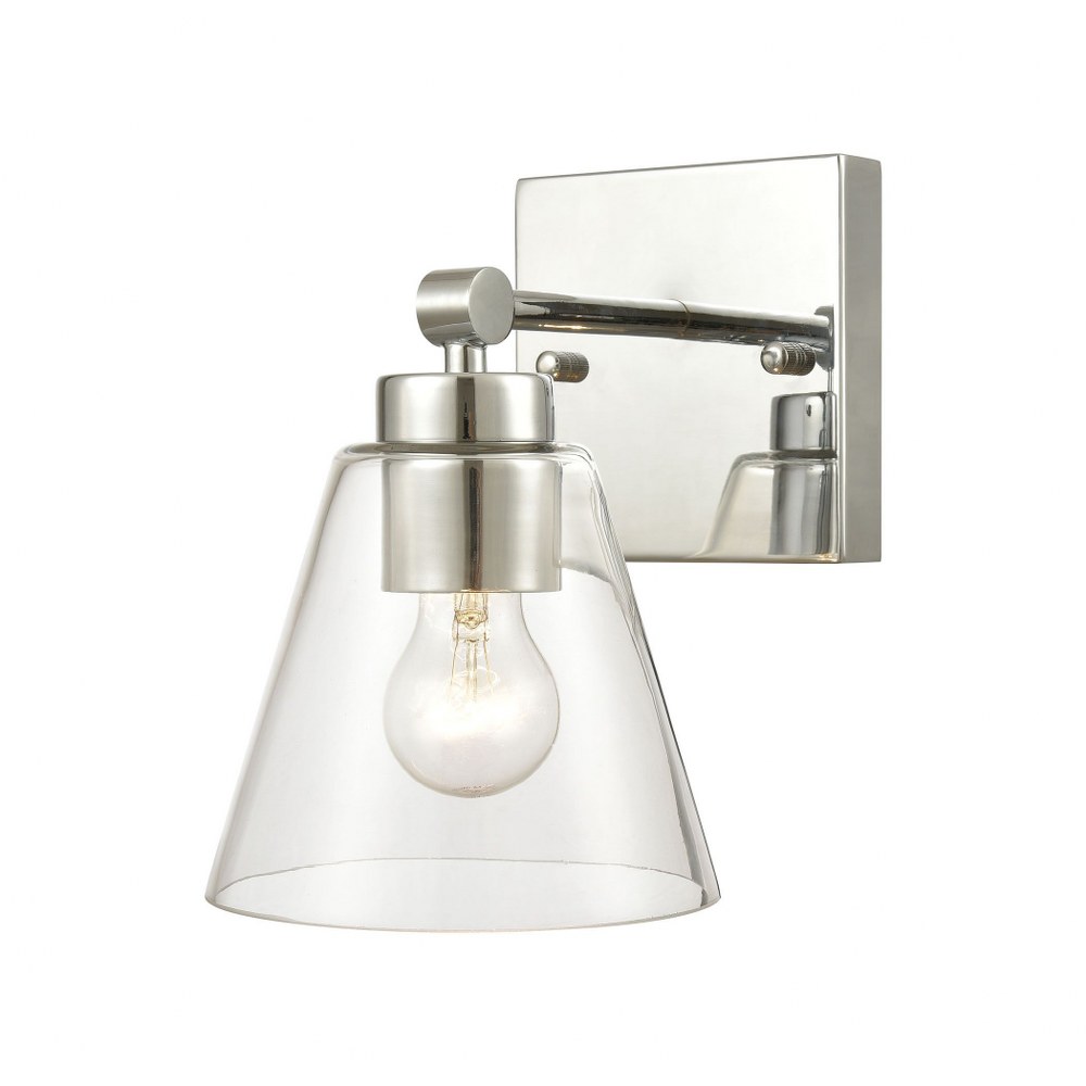 Elk Lighting-18343/1-East Point - 1 Light Bath Vanity in Transitional Style with Art Deco and Urban/Industrial inspirations - 10 Inches tall and 6 inches wide   Polished Chrome Finish with Clear Glass