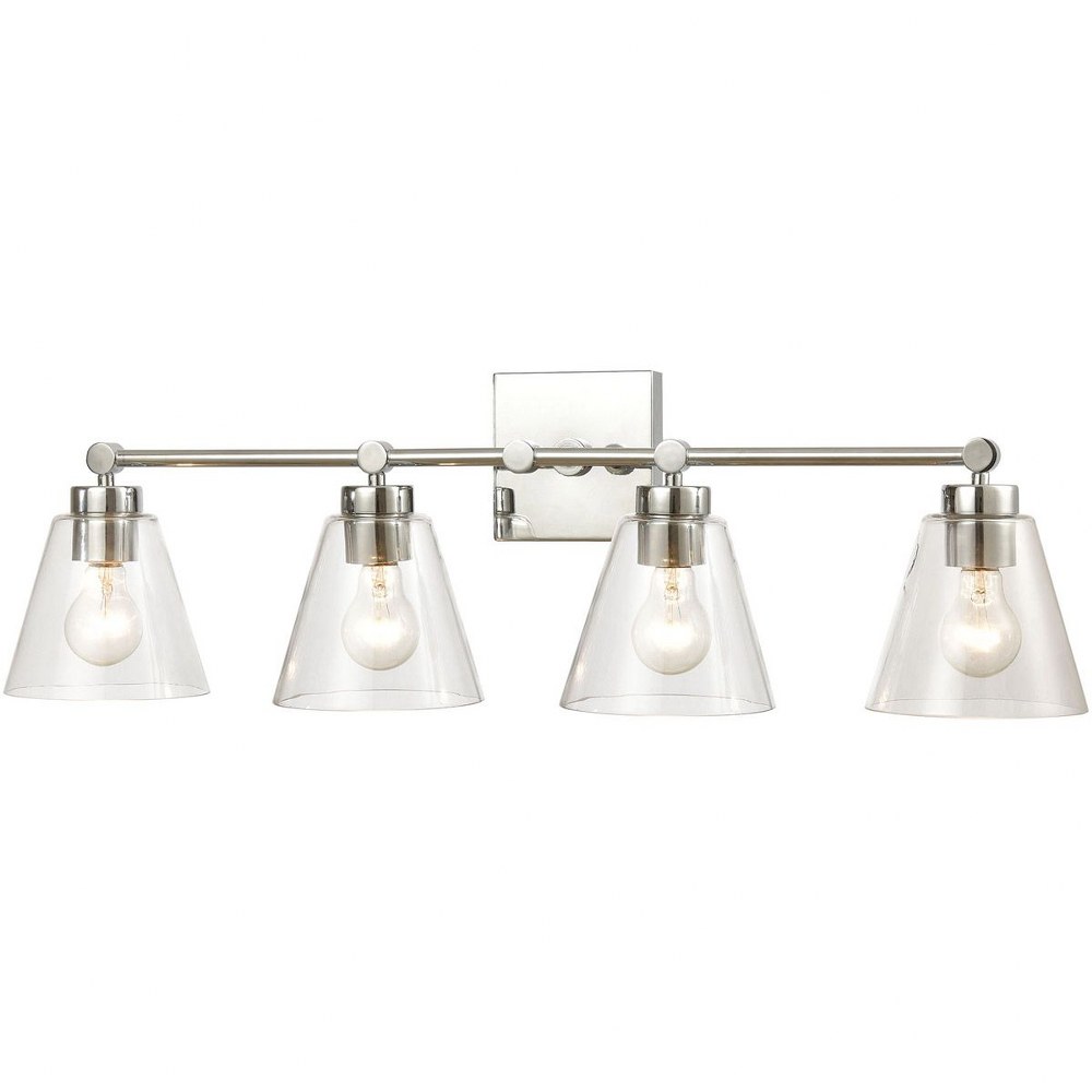 Elk Lighting-18345/4-East Point - 4 Light Bath Vanity in Transitional Style with Art Deco and Urban/Industrial inspirations - 10 Inches tall and 33 inches wide   Polished Chrome Finish with Clear Glas