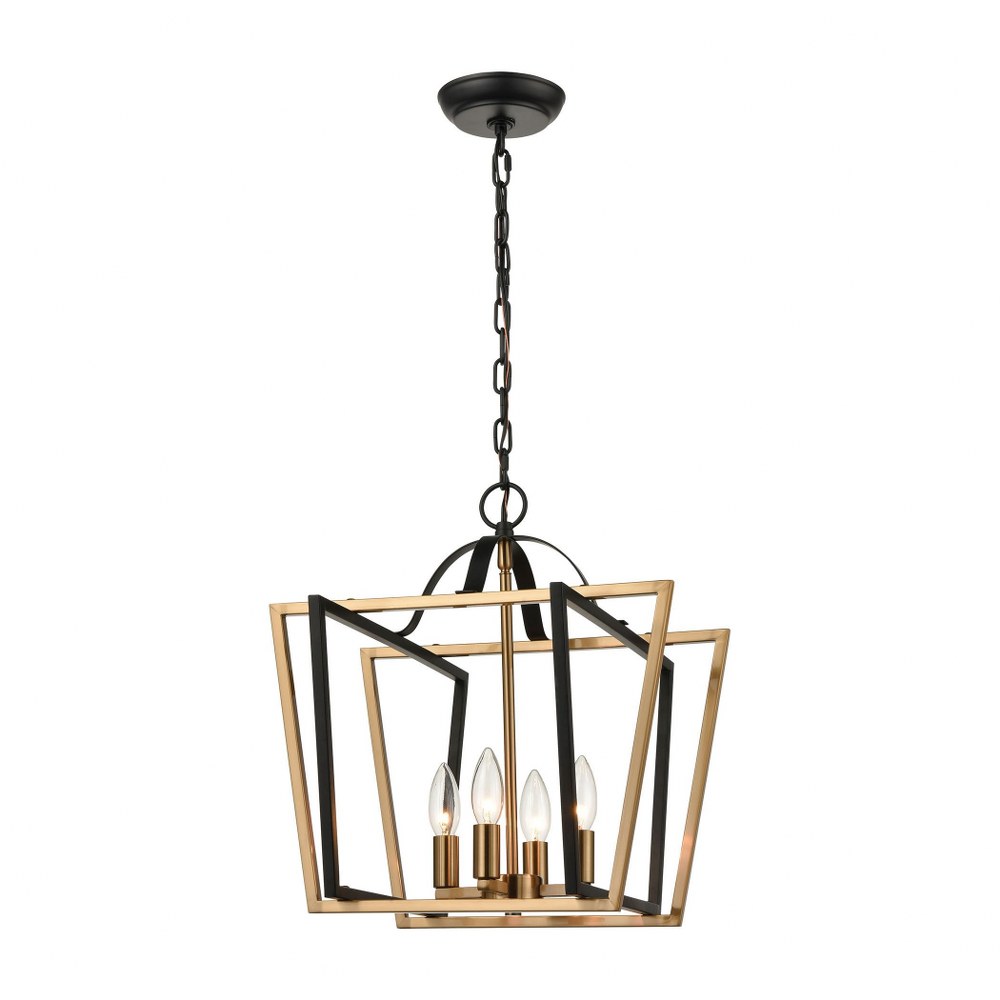 Elk Lighting-18355/4-Bridgette - 4 Light Pendant in Modern/Contemporary Style with Luxe/Glam and Art Deco inspirations - 17 Inches tall and 16 inches wide   Matte Black/Satin Brass Finish