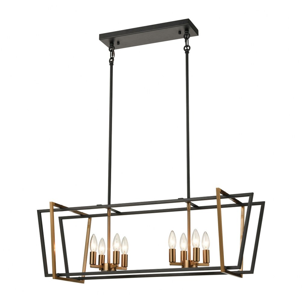 Elk Lighting-18357/8-Bridgette - 8 Light Island in Modern/Contemporary Style with Luxe/Glam and Art Deco inspirations - 12 Inches tall and 36 inches wide   Matte Black/Satin Brass Finish