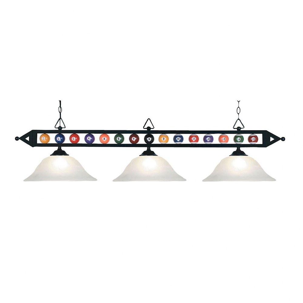 Elk Lighting-190-1-BK-G1-Designer Classics - 3 Light Island in Transitional Style with Art Deco and Mid-Century Modern inspirations - 14 Inches tall and 16 inches wide   Matte Black Finish with White 