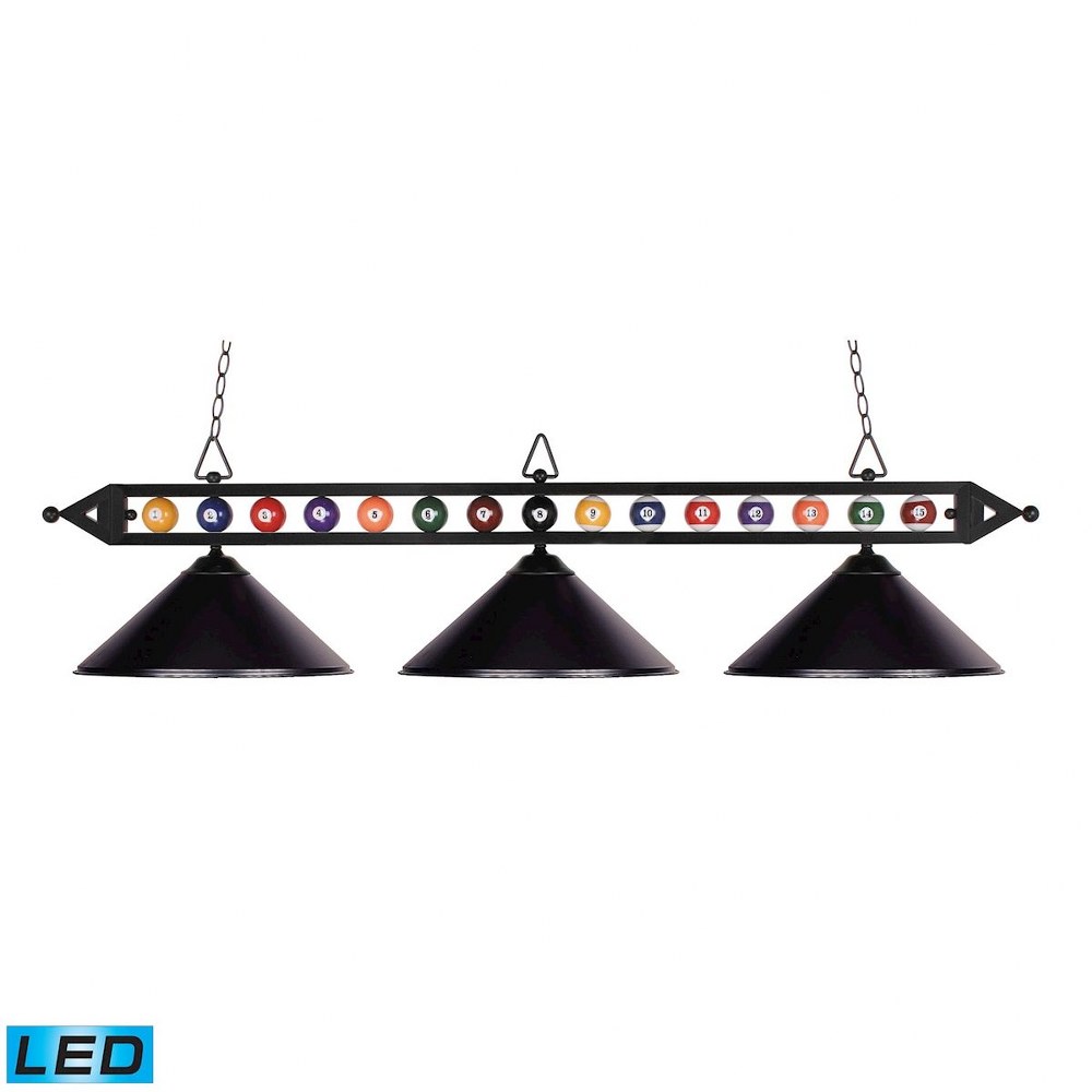 Elk Lighting-190-1-BK-M-LED-Designer Classics - 28.5W 3 LED Billiard in Transitional Style with Art Deco and Mid-Century Modern inspirations - 14 Inches tall and 16 inches wide   Matte Black Finish wi