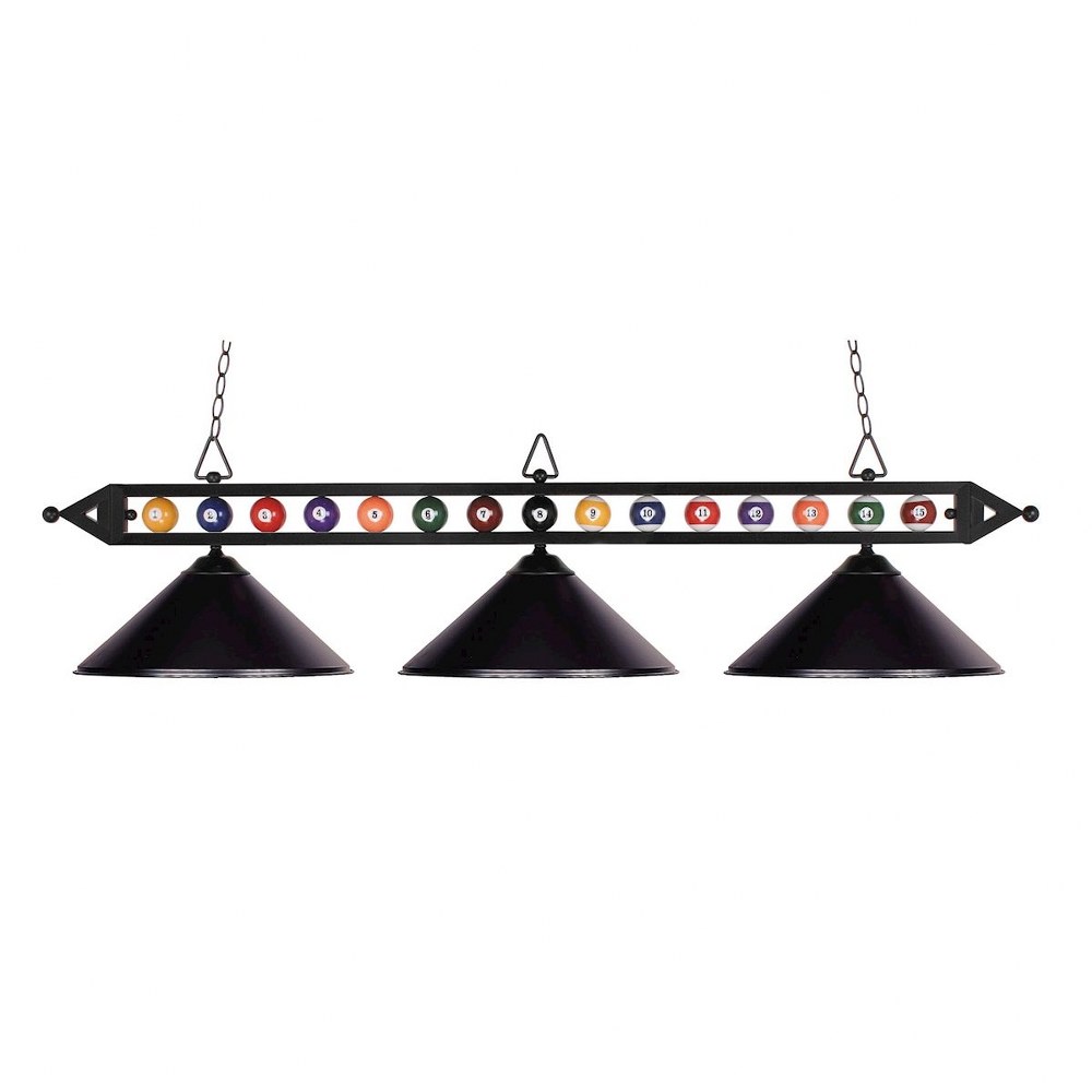 Elk Lighting-190-1-BK-M-Designer Classics - 3 Light Billiard in Transitional Style with Art Deco and Mid-Century Modern inspirations - 14 Inches tall and 16 inches wide   Matte Black Finish with Billi