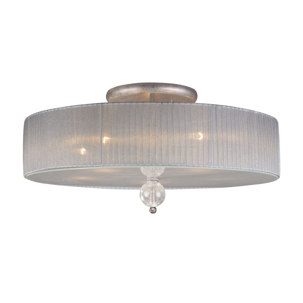 Elk Lighting-20006/5-Alexis - 5 Light Semi-Flush Mount in Transitional Style with Luxe/Glam and Mid-Century Modern inspirations - 12 Inches tall and 23 inches wide   Antique Silver Finish with Translu