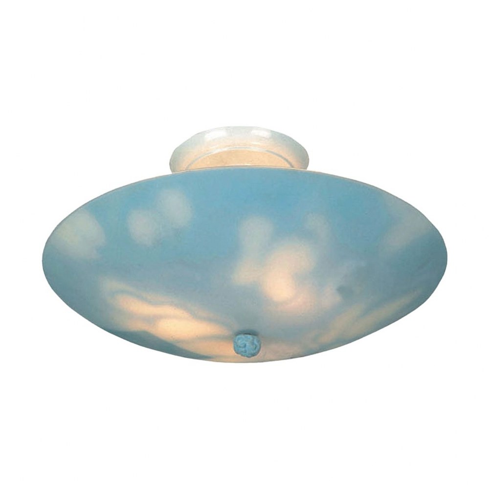 Elk Lighting-202-CL-Kidshine - 3 Light Semi-Flush Mount in Transitional Style with Children and Eclectic inspirations - 6 Inches tall and 17 inches wide   White Finish with Clouds Motif Glass