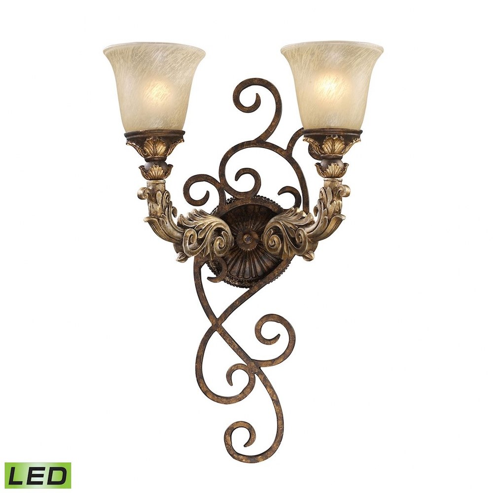 Elk Lighting-2155/2-LED-Regency - 2 Light Wall Sconce in Traditional Style with Victorian and Country/Cottage inspirations - 13 Inches tall and 6 inches wide   Burnt Bronze Finish