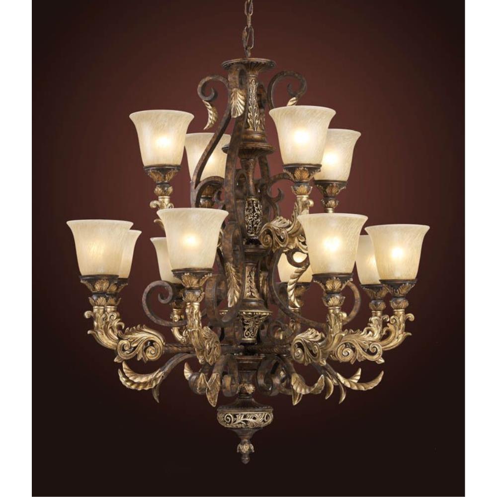 Elk Lighting-2165/8+4-Regency - 12 Light Chandelier in Traditional Style with Victorian and Country/Cottage inspirations - 38 Inches tall and 35 inches wide   Burnt Bronze Finish with Off-White Glass