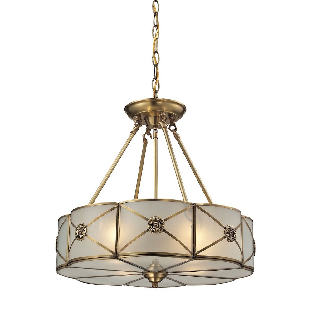 Elk Lighting-22004/4-Preston - 4 Light Chandelier in Traditional Style with Art Deco and Luxe/Glam inspirations - 17 Inches tall and 18 inches wide   Brushed Brass Finish with White Glass