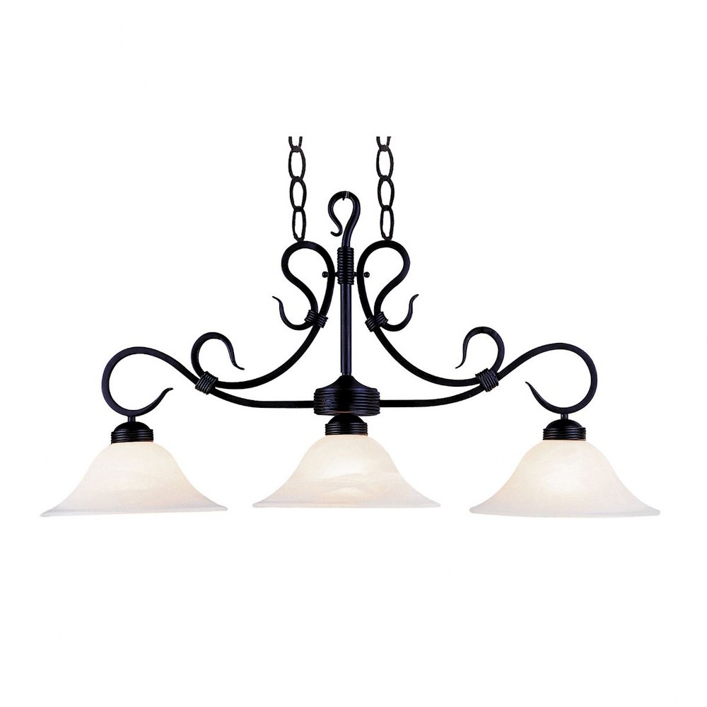 Elk Lighting-247-BK-Buckingham - 3 Light Island in Traditional Style with Country/Cottage and Southwestern inspirations - 12 Inches tall and 20 inches wide   Matte Black Finish with White Glass