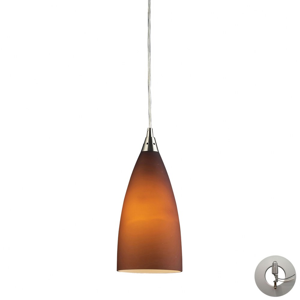 Elk Lighting-2582/1-LA-Vesta - 1 Light Mini Pendant in Transitional Style with Boho and Art Deco inspirations - 12 Inches tall and 5 inches wide Tobacco  Satin Nickel Finish with Standard Canopy