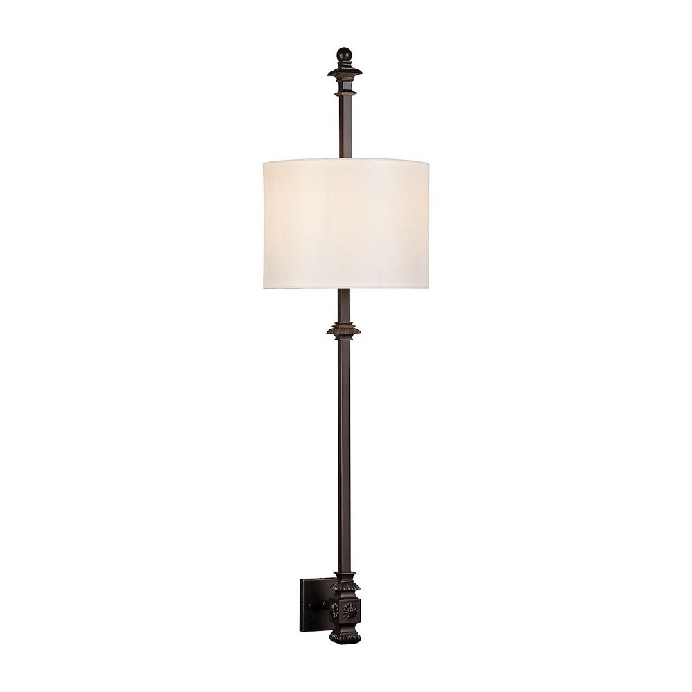 Elk Lighting-26006/2-Torch - 2 Light Wall Sconce in Traditional Style with Victorian and Eclectic inspirations - 45 Inches tall and 13 inches wide   Oil Rubbed Bronze Finish with Off-White Fabric Shad