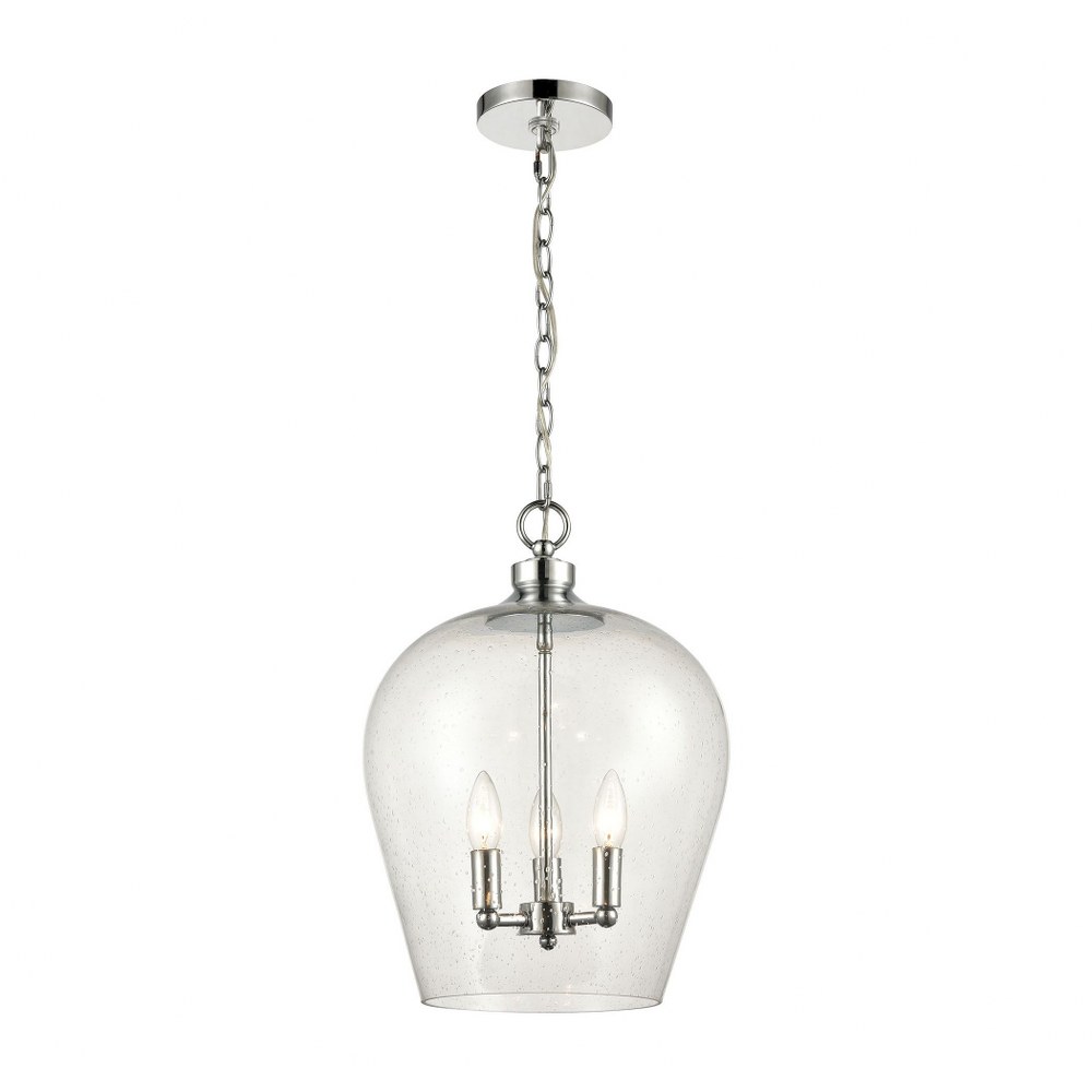 Elk Lighting-30065/3-Darlene - 3 Light Pendant in Traditional Style with Country/Cottage and Vintage Charm inspirations - 18 Inches tall and 13 inches wide   Polished Chrome Finish with Seedy Glass