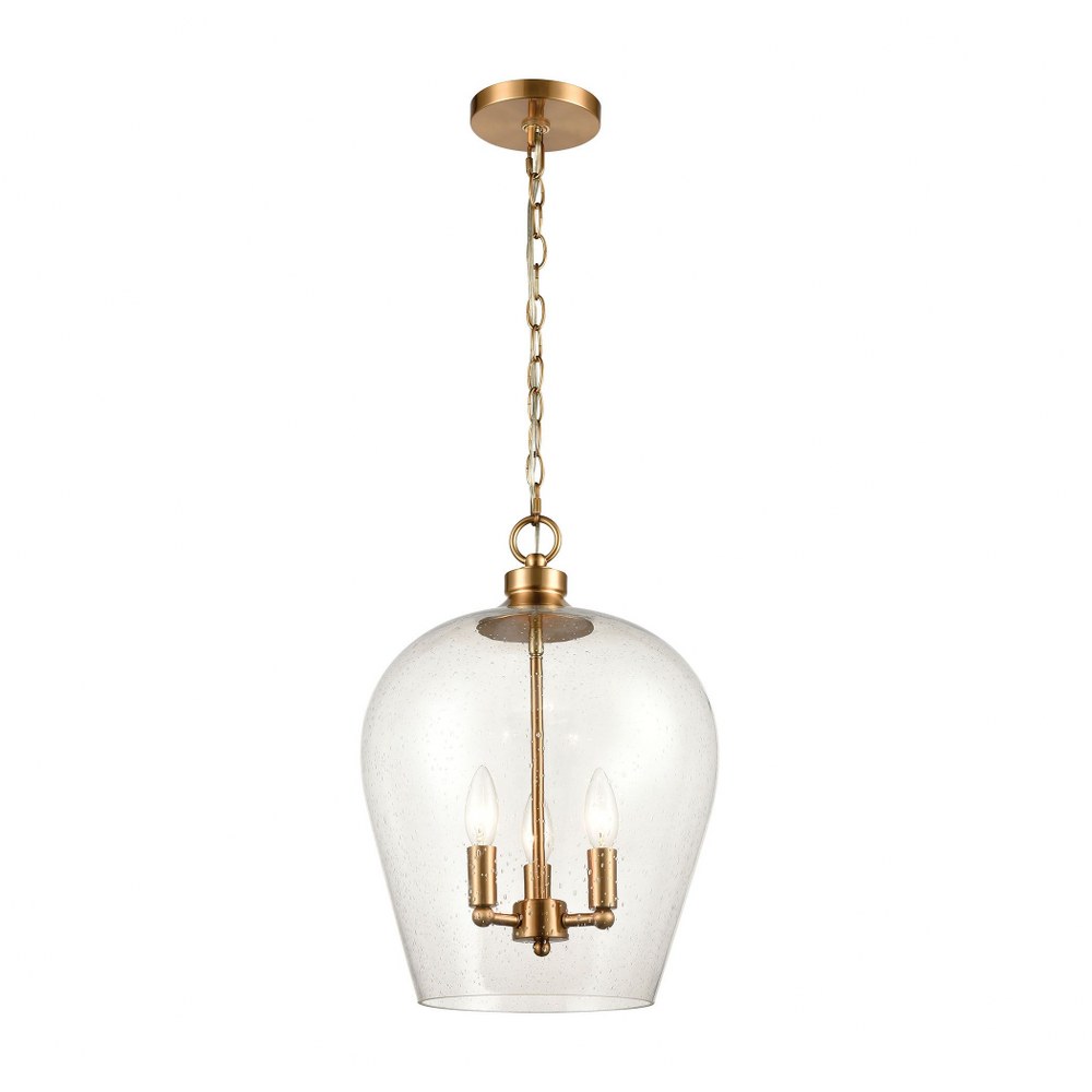 Elk Lighting-30075/3-Darlene - 3 Light Pendant in Traditional Style with Country/Cottage and Vintage Charm inspirations - 18 Inches tall and 13 inches wide Satin Brass  Polished Chrome Finish with See