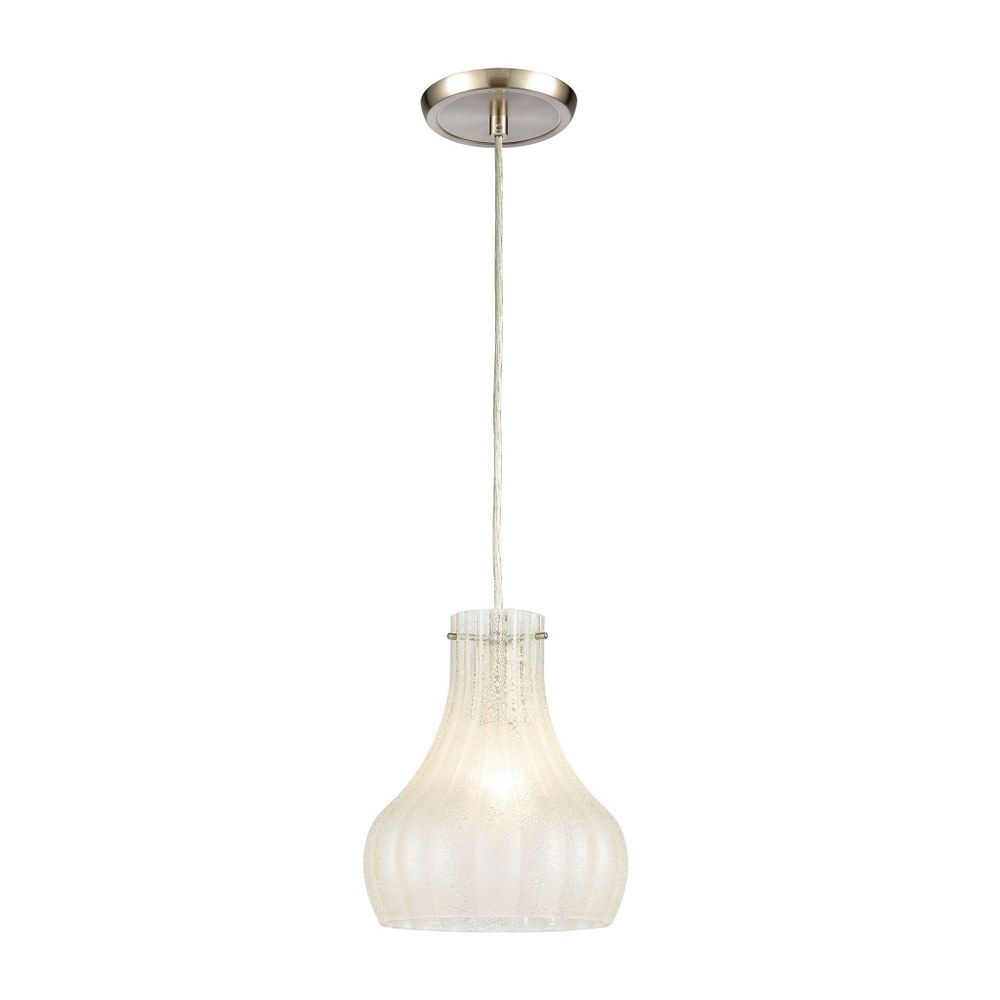 Elk Lighting-30160/1-Coastal Scallop - 1 Light Mini Pendant in Transitional Style with Coastal/Beach and Luxe/Glam inspirations - 9 Inches tall and 8 inches wide   Satin Nickel Finish with Sugar Scavo