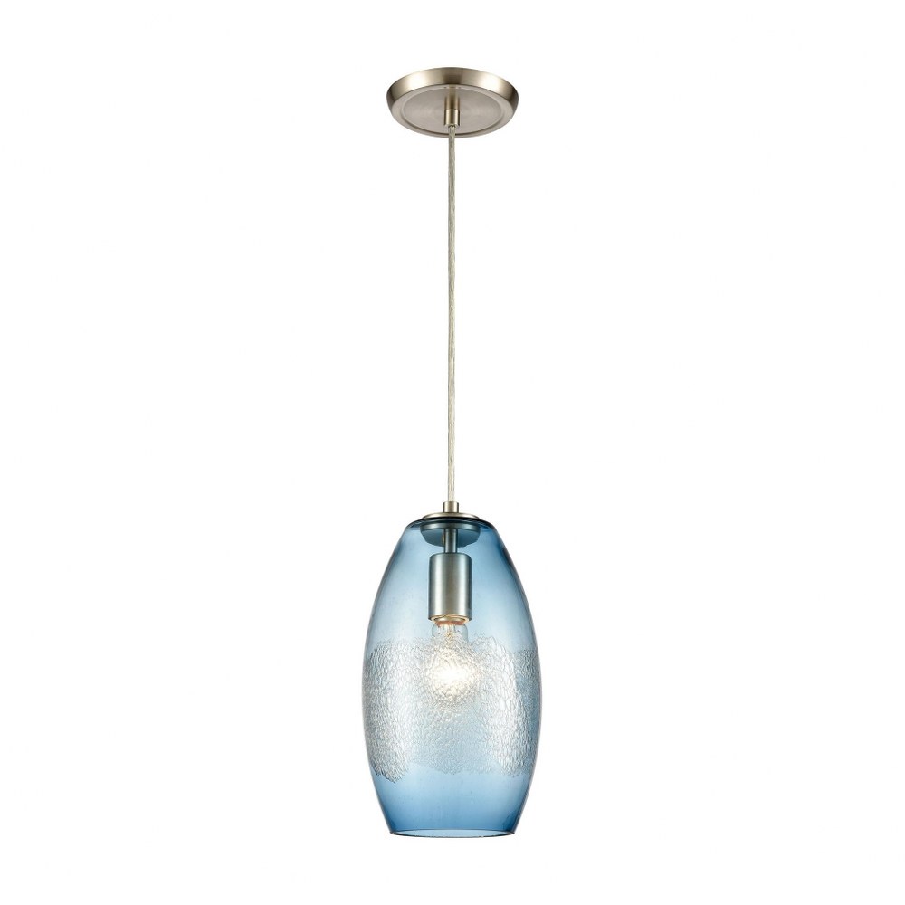 Elk Lighting-30210/1-Ebbtide - 1 Light Mini Pendant in Modern/Contemporary Style with Luxe/Glam and Coastal/Beach inspirations - 12 Inches tall and 6 inches wide 12 by 6  Satin Nickel Finish with Clea