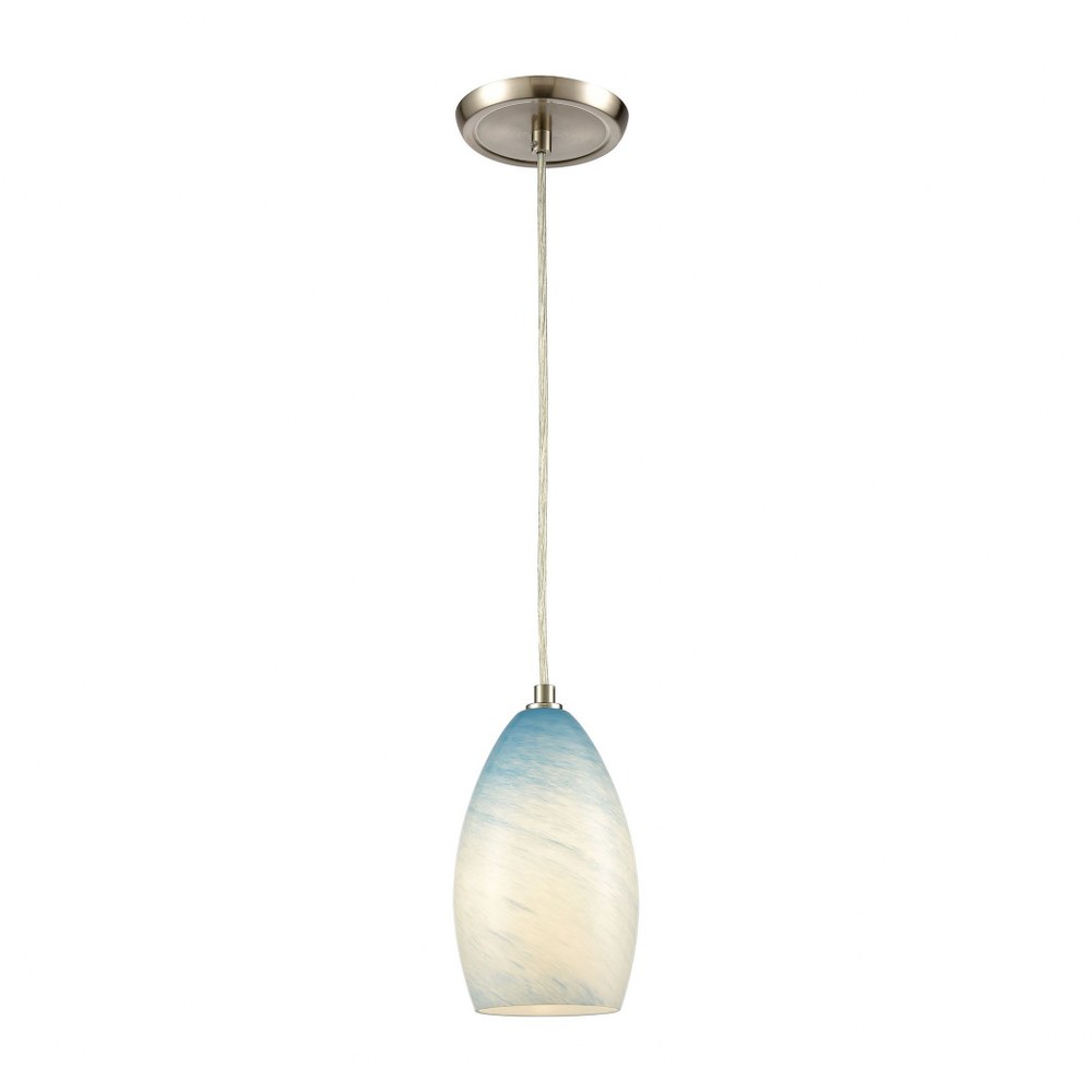 Elk Lighting-30240/1-Planetario - 1 Light Mini Pendant in Modern/Contemporary Style with Coastal/Beach and Scandinavian inspirations - 9 Inches tall and 5 inches wide White  Satin Nickel Finish with B