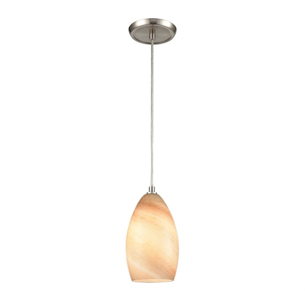 Elk Lighting-30250/1-Planetario - 1 Light Mini Pendant in Modern/Contemporary Style with Coastal/Beach and Scandinavian inspirations - 9 Inches tall and 5 inches wide Tan  Satin Nickel Finish with Blu