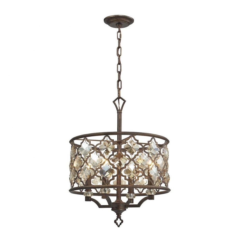 Elk Lighting-31096/4-Armand - 4 Light Chandelier in Traditional Style with Luxe/Glam and Victorian inspirations - 22 Inches tall and 17 inches wide   Weathered Bronze Finish with Metal Shade with Ambe