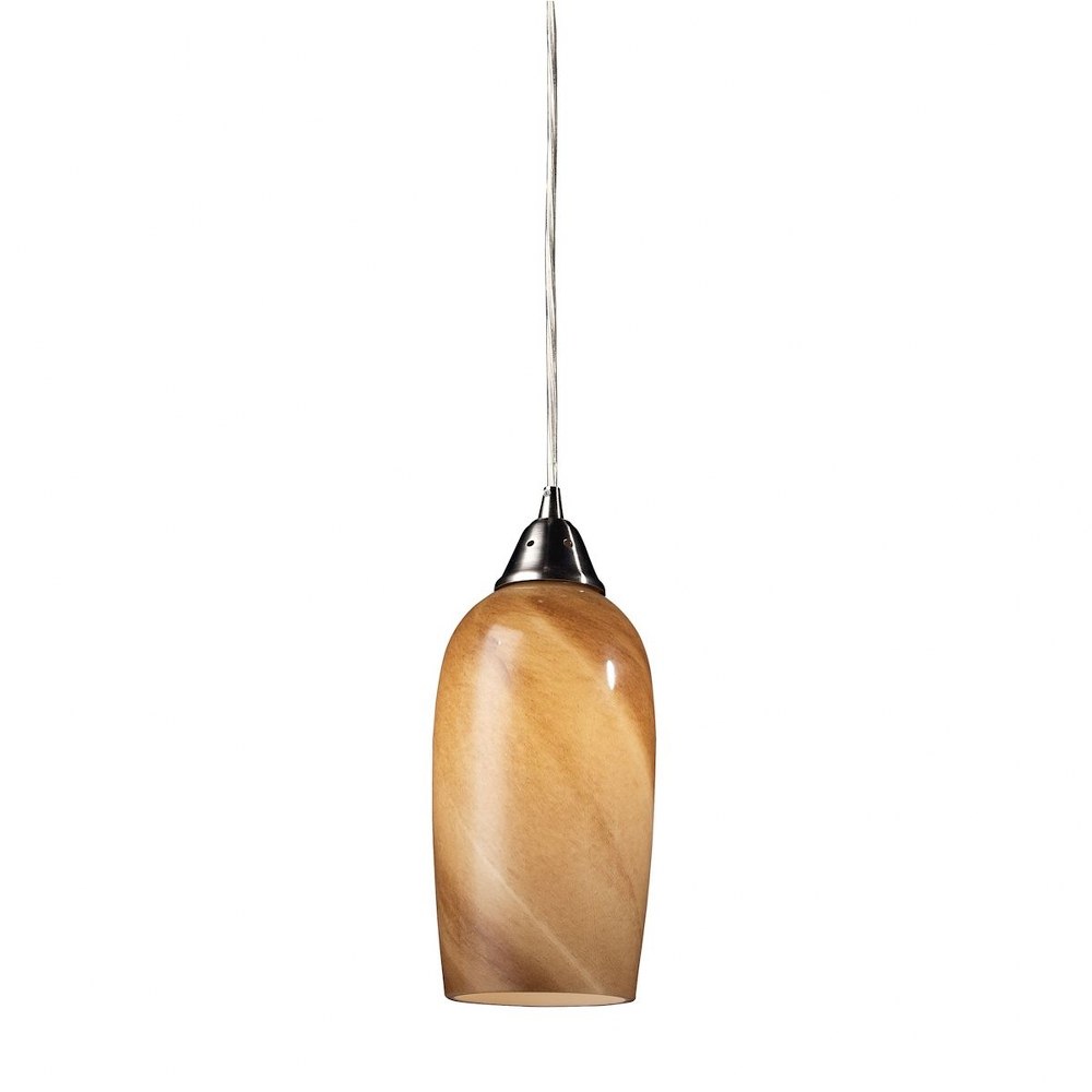 Elk Lighting-31137/1-Sandstone - 9.5W 1 LED Mini Pendant in Transitional Style with Coastal/Beach and Country/Cottage inspirations - 11 Inches tall and 5 inches wide Incandescent  Satin Nickel Finish 