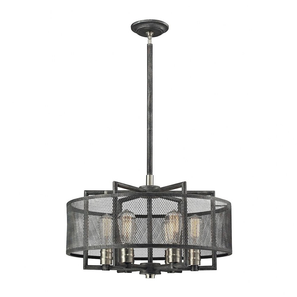 Elk Lighting-31238/6-Slatington - 6 Light Chandelier in Transitional Style with Urban/Industrial and Modern Farmhouse inspirations - 14 Inches tall and 22 inches wide   Brushed Nickel/Silvered Graphit