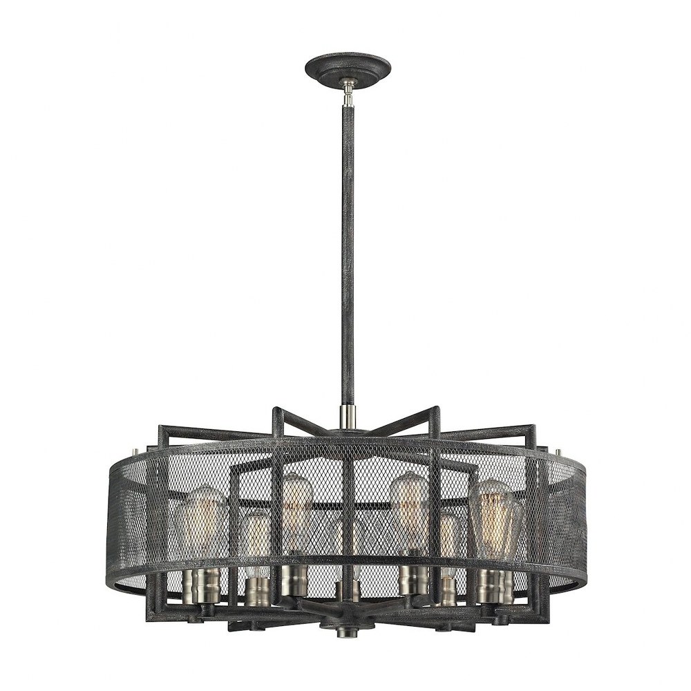 Elk Lighting-31239/9-Slatington - 9 Light Chandelier in Transitional Style with Urban/Industrial and Modern Farmhouse inspirations - 14 Inches tall and 28 inches wide   Brushed Nickel/Silvered Graphit