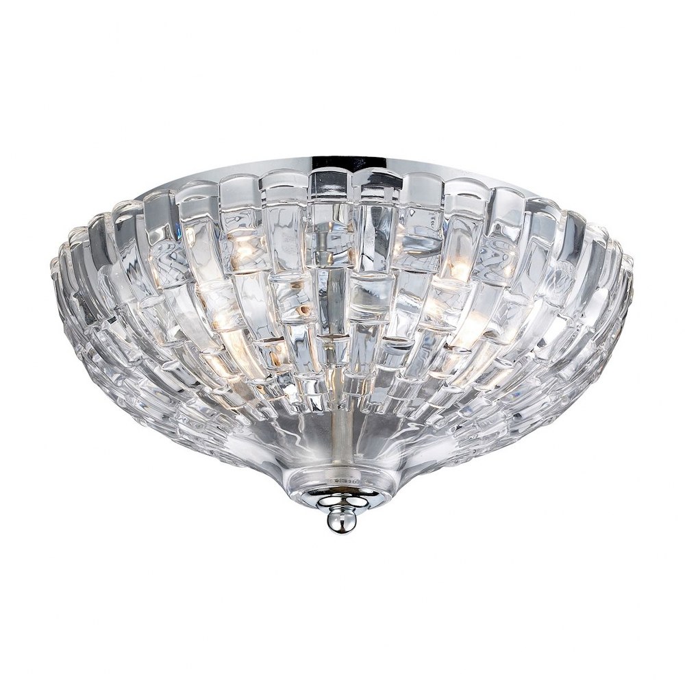 Elk Lighting-31240/2-Crystal - 2 Light Flush Mount in Transitional Style with Luxe/Glam and Art Deco inspirations - 7 Inches tall and 12 inches wide   Polished Chrome Finish with Clear Crystal