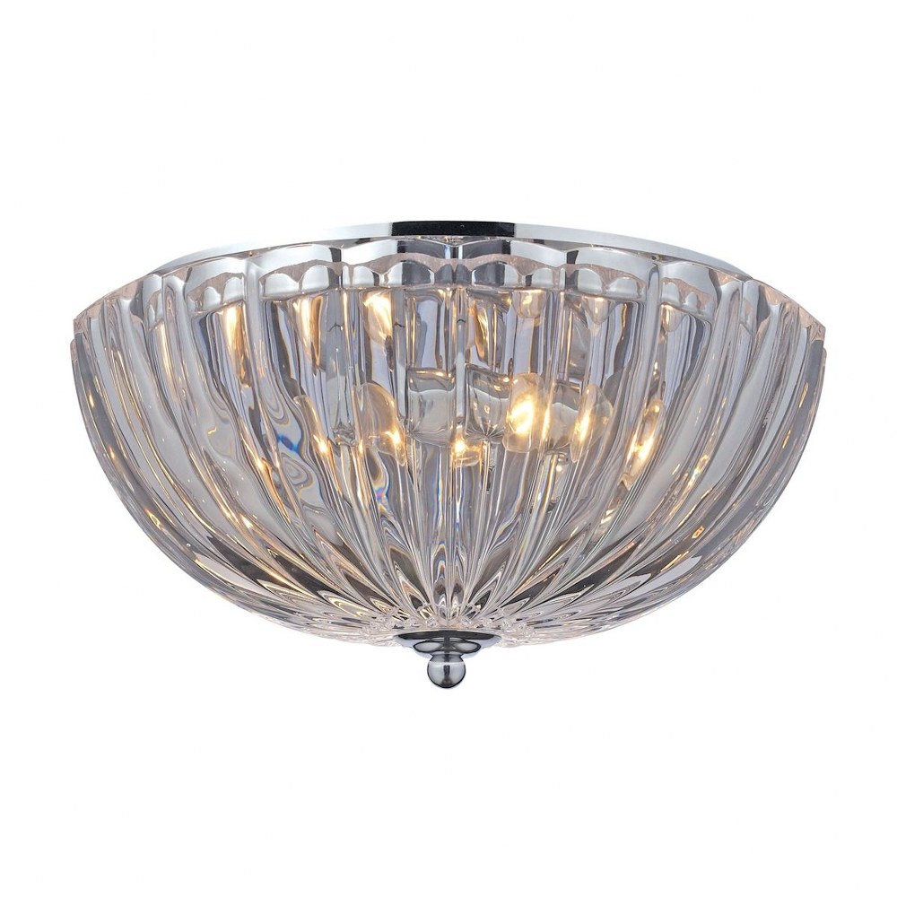 Elk Lighting-31241/2-Crystal Flushmounts Two Light Flush Mount in Transitional Style with Luxe/Glam and Art Deco inspirations - 6 Inches tall and 12 inches wide   Polished Chrome Finish with Clear Cry