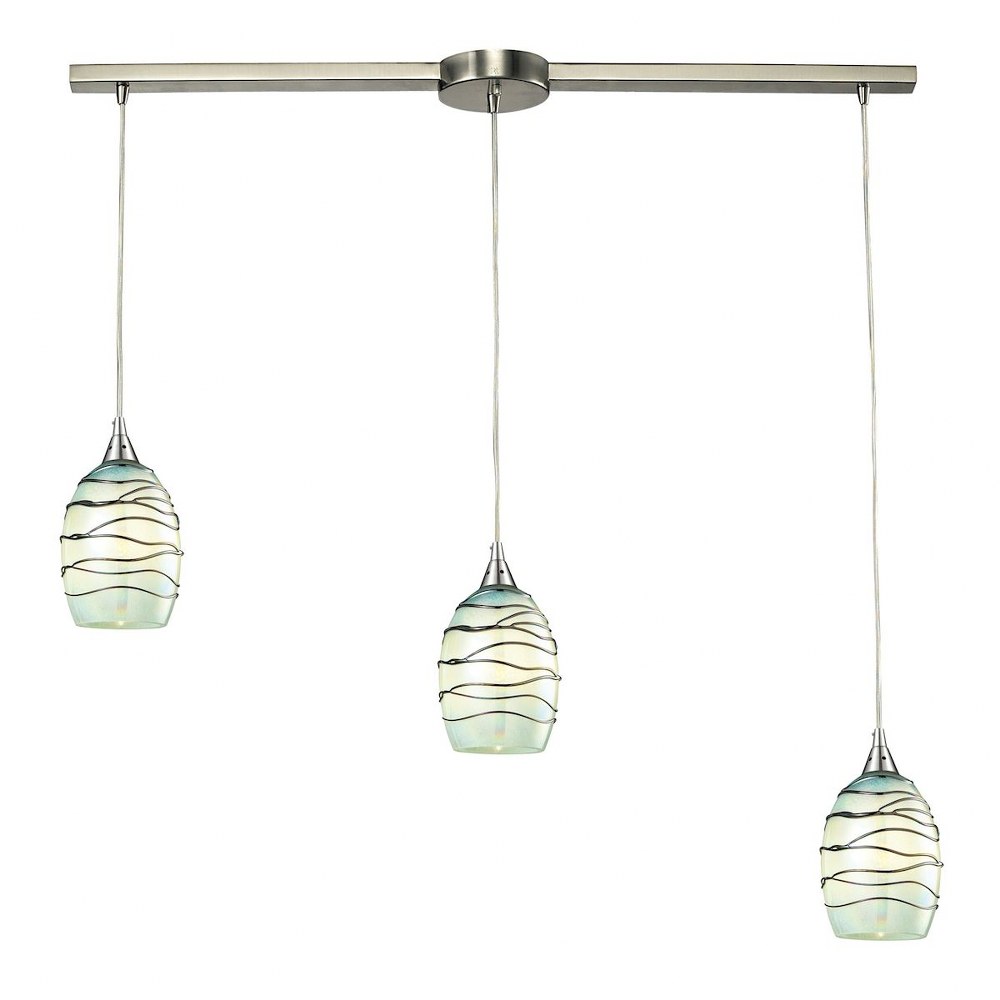 Elk Lighting-31348/3L-MN-Vines - 3 Light Linear Pendant in Transitional Style with Coastal/Beach and Nature/Organic inspirations - 8 Inches tall and 5 inches wide   Satin Nickel Finish with Vines On M