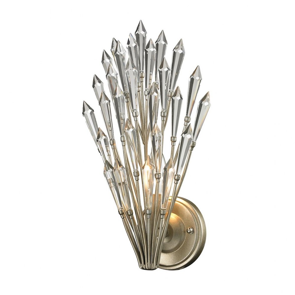 Elk Lighting-31430/1-Viva - 1 Light Wall Sconce in Traditional Style with Nature-Inspired/Organic and Luxe/Glam inspirations - 15 Inches tall and 8 inches wide   Aged Silver Finish with Spear Crystal