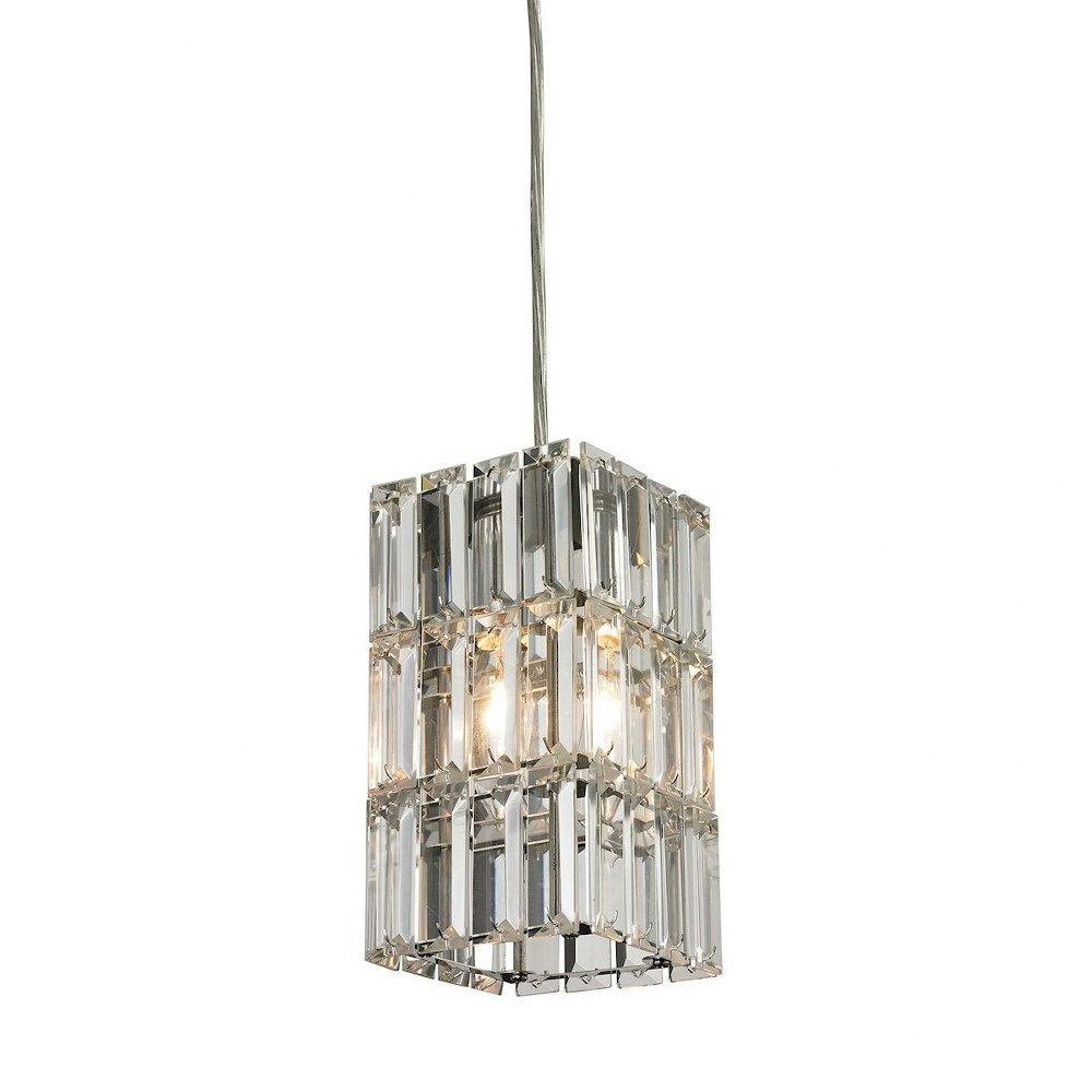 Elk Lighting-31488/1-Cynthia - 1 Light Mini Pendant in Modern/Contemporary Style with Luxe/Glam and Art Deco inspirations - 8 Inches tall and 4 inches wide   Polished Chrome Finish with Clear Crystal