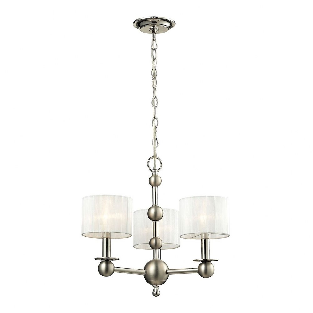 Elk Lighting-31492/3-Meridian - Three Light Chandelier   Polished Nickel/Matte Nickel Finish