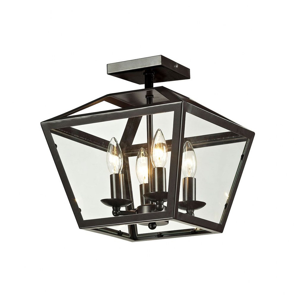 Elk Lighting-31506/4-Alanna - 4 Light Semi-Flush Mount in Transitional Style with Country/Cottage and Modern Farmhouse inspirations - 13 Inches tall and 12 inches wide   Oil Rubbed Bronze Finish with 