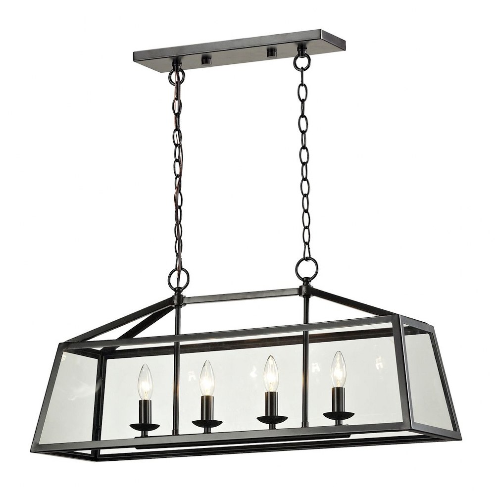 Elk Lighting-31508/4-Alanna - 4 Light Chandelier in Transitional Style with Country/Cottage and Modern Farmhouse inspirations - 15 Inches tall and 10 inches wide   Oil Rubbed Bronze Finish with Clear 