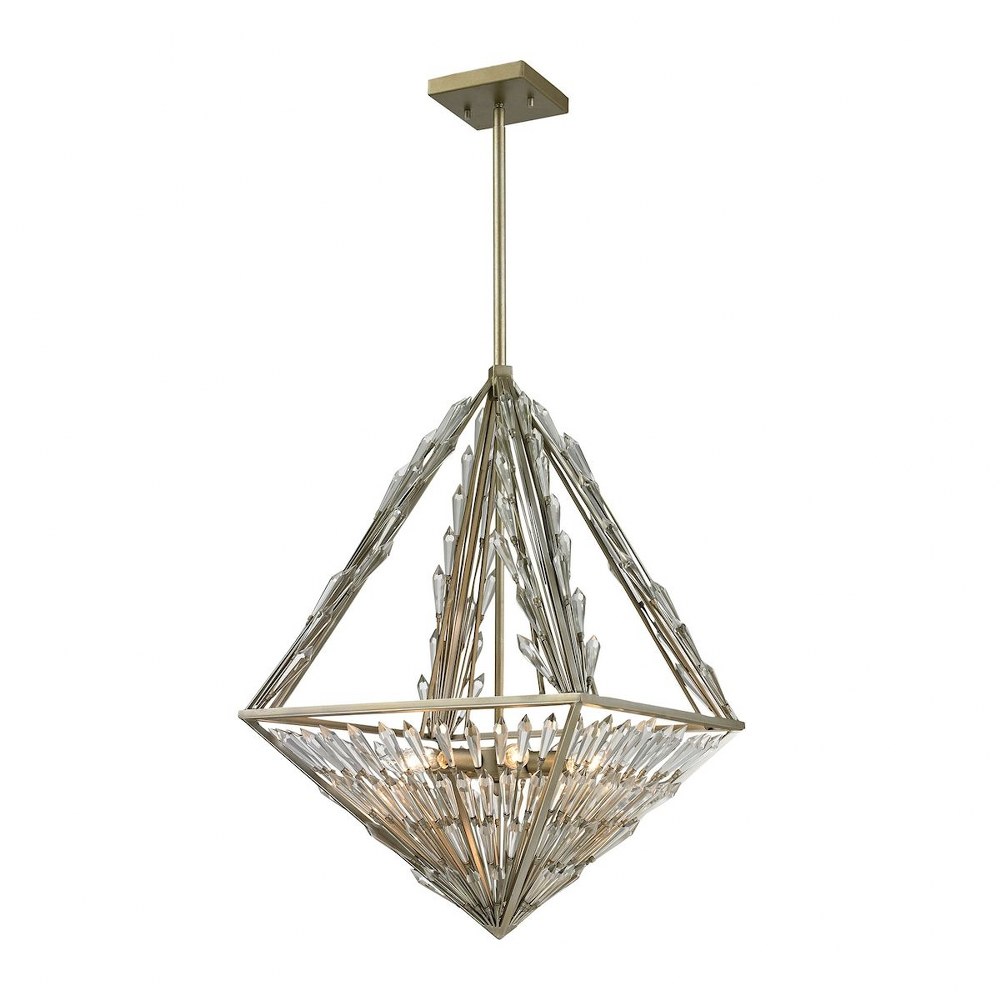 Elk Lighting-31776/6-Viva Natura - Six Light Chandelier   Aged Silver Finish with Spear Crystal