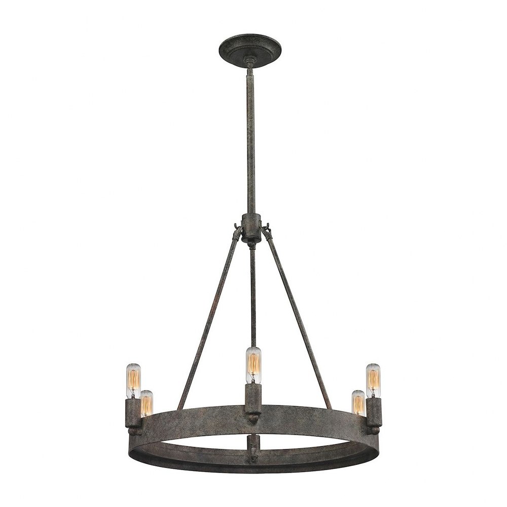 Elk Lighting-31820/6-Lewisburg - 6 Light Chandelier in Transitional Style with Country/Cottage and Southwestern inspirations - 19 Inches tall and 21 inches wide   Malted Rust Finish