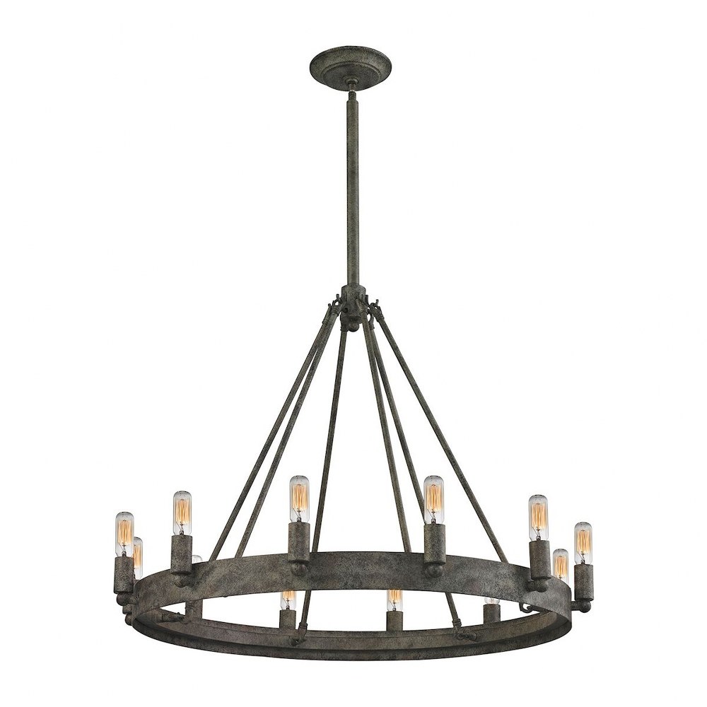 Elk Lighting-31821/12-Lewisburg - 12 Light Chandelier in Transitional Style with Country/Cottage and Southwestern inspirations - 21 Inches tall and 27 inches wide   Malted Rust Finish