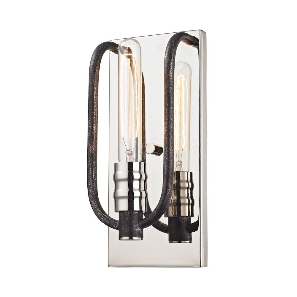 Elk Lighting-31900/1-Continuum - 1 Light Wall Sconce in Transitional Style with Urban/Industrial and Art Deco inspirations - 12 Inches tall and 6 inches wide   Polished Nickel/Silvered Graphite Finish