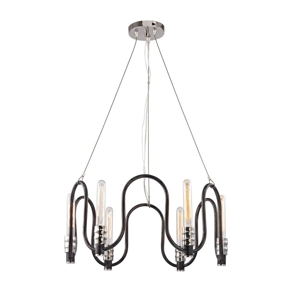 Elk Lighting-31906/6-Continuum - Six Light Chandelier   Polished Nickel/Silvered Graphite Finish