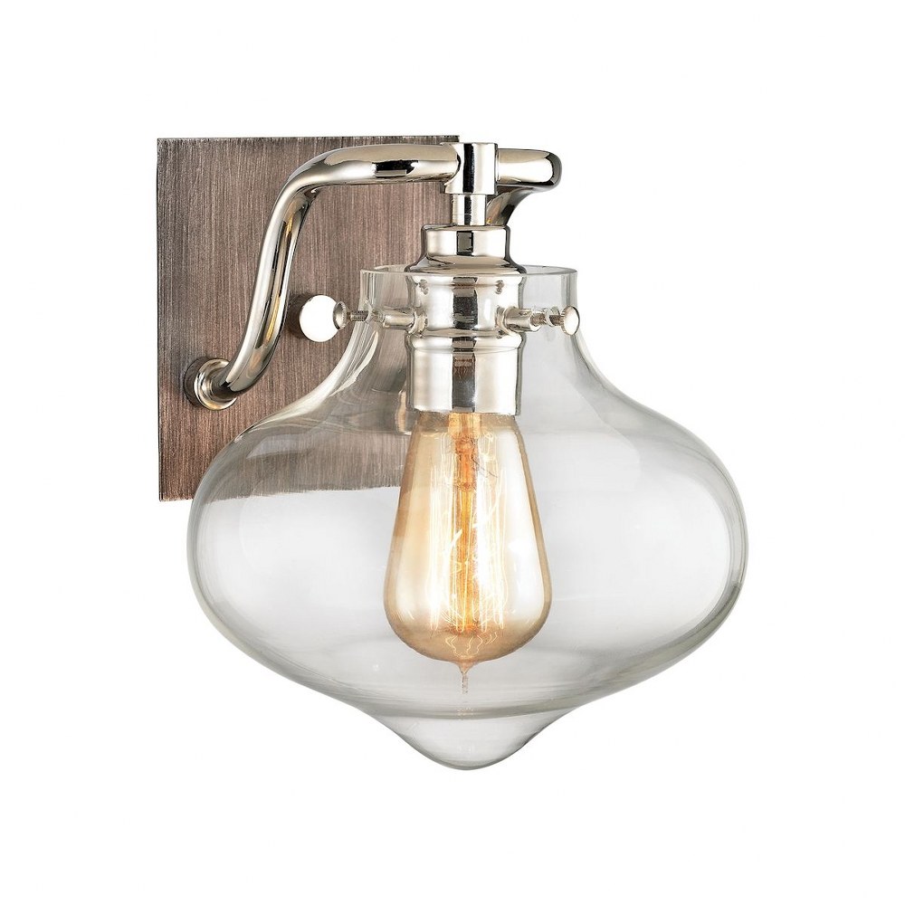 Elk Lighting-31940/1-Vernon - 1 Light Bath Vanity in Transitional Style with Retro and Urban/Industrial inspirations - 8 Inches tall and 5 inches wide Polished Nickel/Weathered Zinc  Polished Nickel F